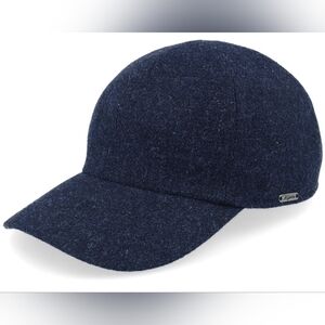 Wigéns Wool Kent Baseball Classic Cap Navy Flat Cap With Fold-in Earflaps